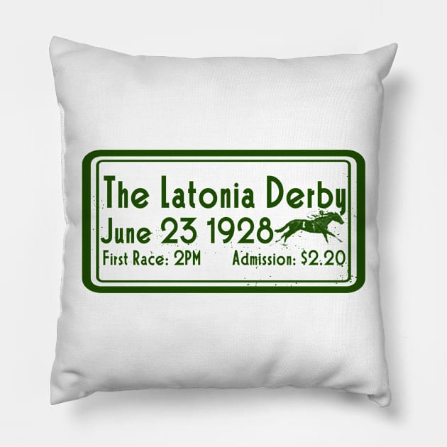 Latonia Derby 1928 Pillow by CamMillerFilms