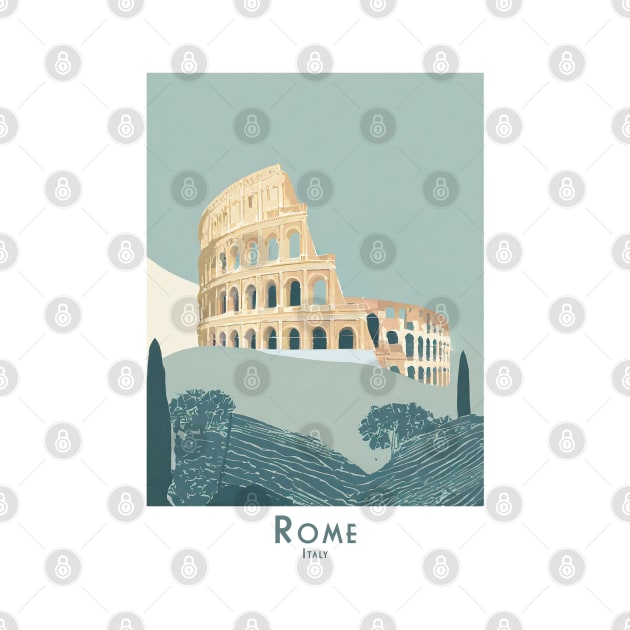 Vintage Italy Rome Colosseum Travel Poster" by POD24