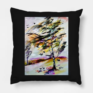 Birch Tree in the Wind Pillow
