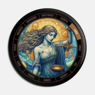 ZODIAC Libra - Astrological LIBRA - LIBRA - ZODIAC sign - Van Gogh style - 4 Pin