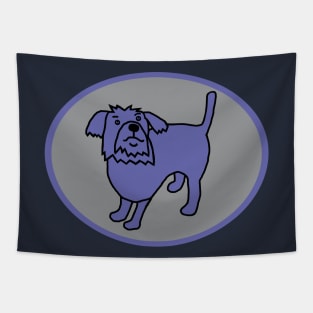 Very Peri Blue Dog on Ultimate Gray Oval Tapestry