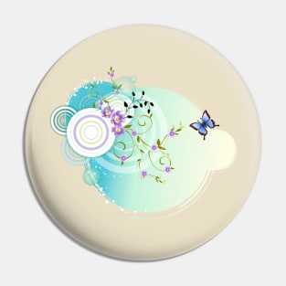 Floral buterfly aqua and violet Pin