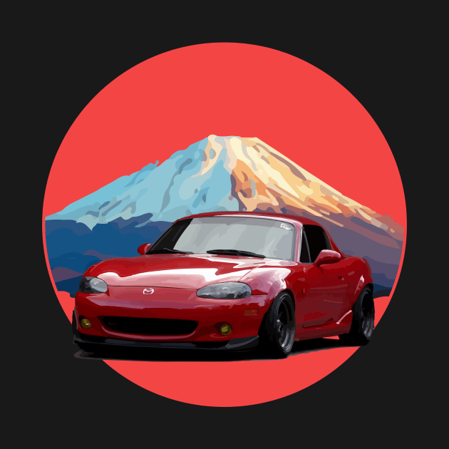 Simple Red NB Mazda Miata/MX-5 - Mount Fuji Jinba Ittai Roadster Life by mudfleap