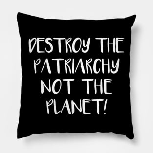 DESTROY THE PATRIARCHY NOT THE PLANET feminist text slogan Pillow