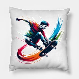 Dramatic Skateboarder Pillow