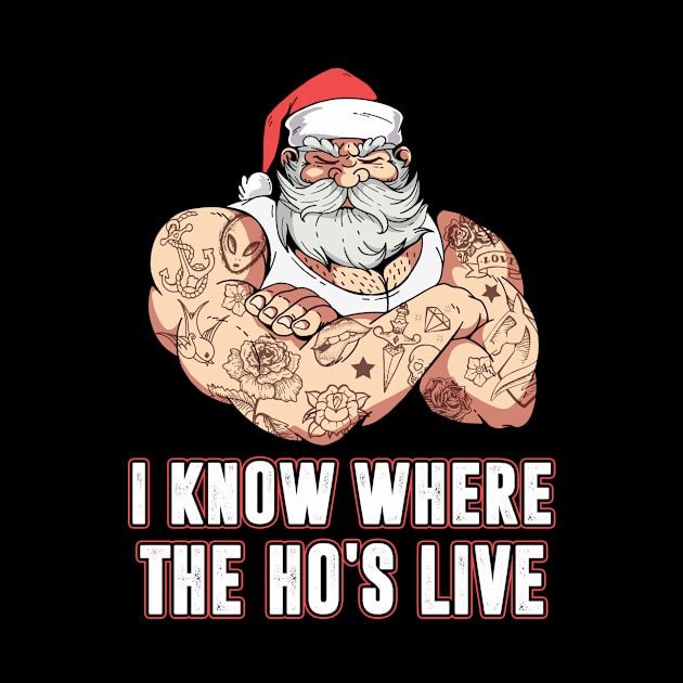 I Know Where Ho's Live Funny Santa Claus Bad by funkyteesfunny