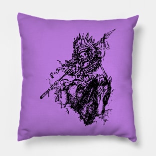 Apache Skull Warrior on Horse Pillow