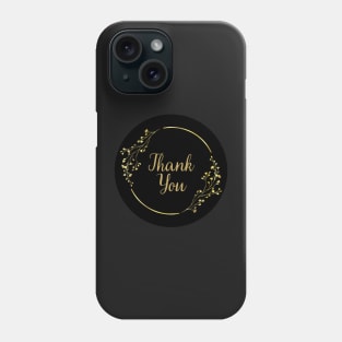 Thank You with Flower - Black Phone Case