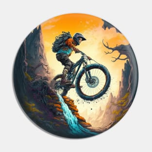 Amazing image of a cartoon mountain biker riding a gap. Pin
