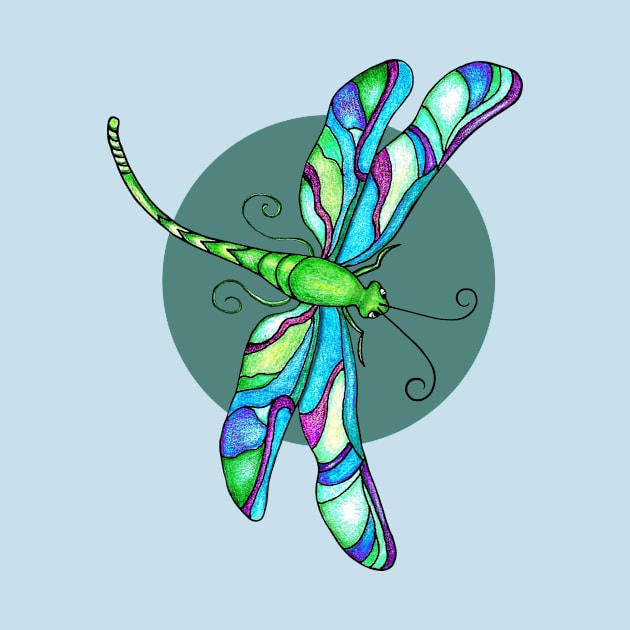 Stained Glass Dragonfly by SandraGale Art