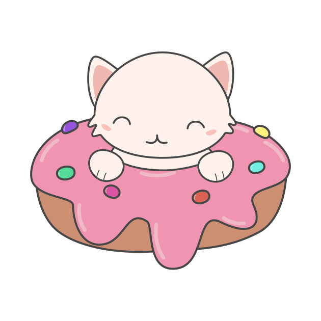 Kawaii Cute Donut Cat T-Shirt by happinessinatee