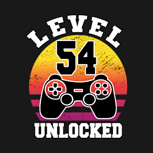 level 54 unlocked 54 Years Old retro 80s 54th Birthday gamer T-Shirt