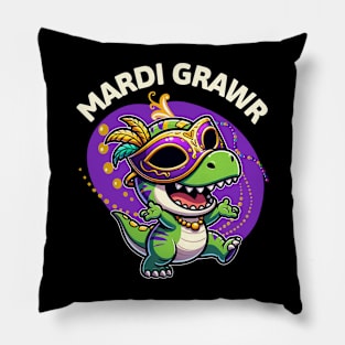 Mardi Grawr T-rex Pillow