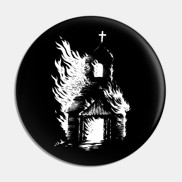 Burning Church Pin by wildsidecomix