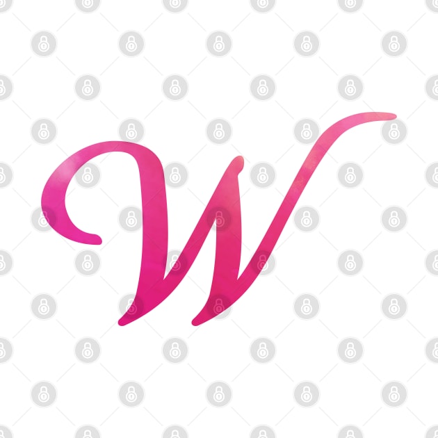 Letter W Monogram, Pink Color Personalized Design by Star58