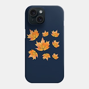 Beautiful Orange Watercolor Autumn Leaves Falling Phone Case