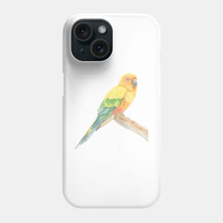Sun parakeet conure watercolor parrot portrait Phone Case