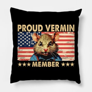 Mouse Proud Vermin Member Vintage American Flag Retro Pillow