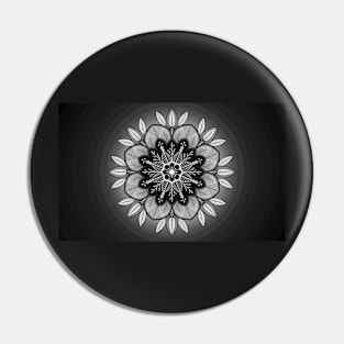 Beautiful Mandala in Black and White Pin