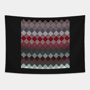 black white grey silver red geometric pattern Tapestry