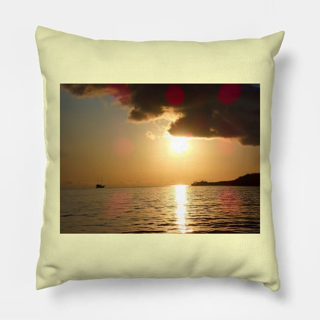 SUNSET OVER THE OCEAN Pillow by NATURE WILD