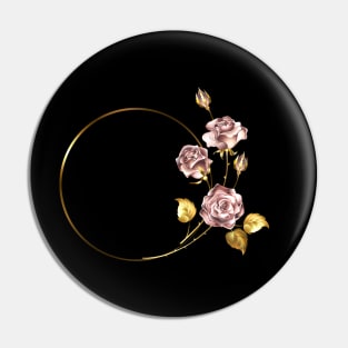 Round frame with pink gold roses Pin