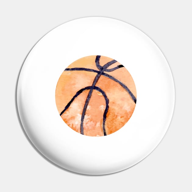 Basketball Watercolor Pin by Harpleydesign