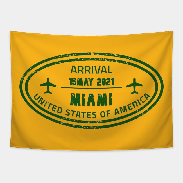 Miami airport passport stamp Tapestry by Travellers