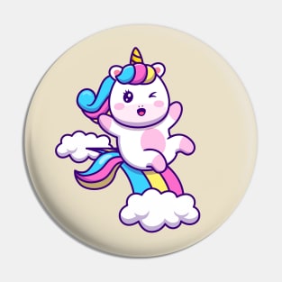 Cute Unicorn Sliding On Rainbow Pin