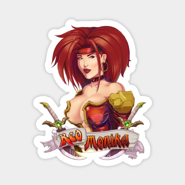 Red Monika T-shirt/Sticker Magnet by RFillustrations