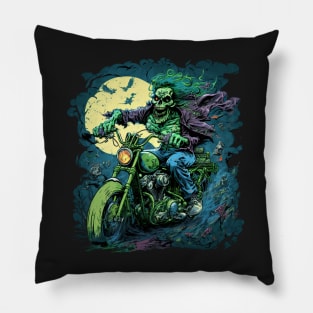 Zombie riding a motorcycle Pillow