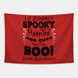 Spooky Lil' Pumpkin in Dark Font Tapestry