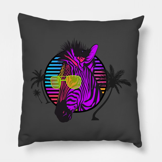 80s zebra Pillow by ElectricPeacock