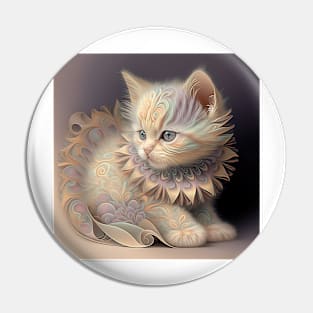 A Fractal Portrait of A Baby Kitten Pin