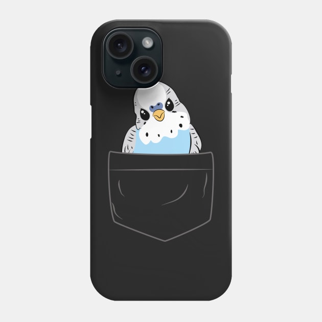 Cute Blue Budgie in Pocket for Parakeet Budgerigar Lover Phone Case by Estrytee