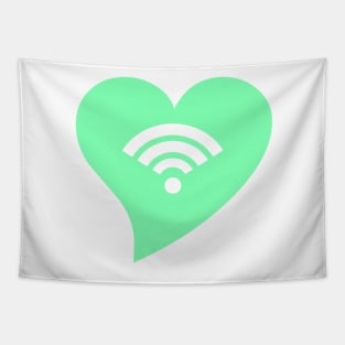 Mint Green WiFi Heart Tapestry