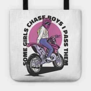 Motorcycle Girl with Helmet Tote