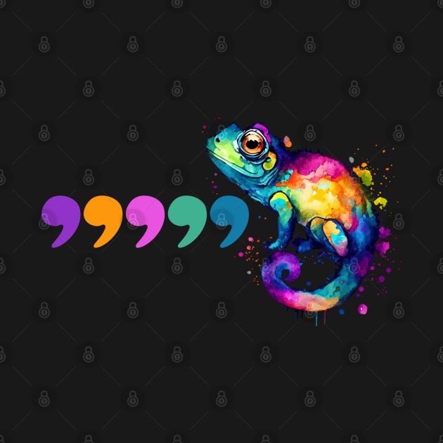 Funny Grammar Comma Chameleon by Shirts by Jamie