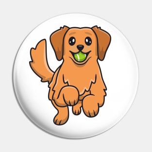 Cute Golden Retriever Playing Ball Pin