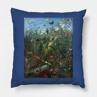 Flowers in a Landscape, Summer - Gustave Dore Pillow