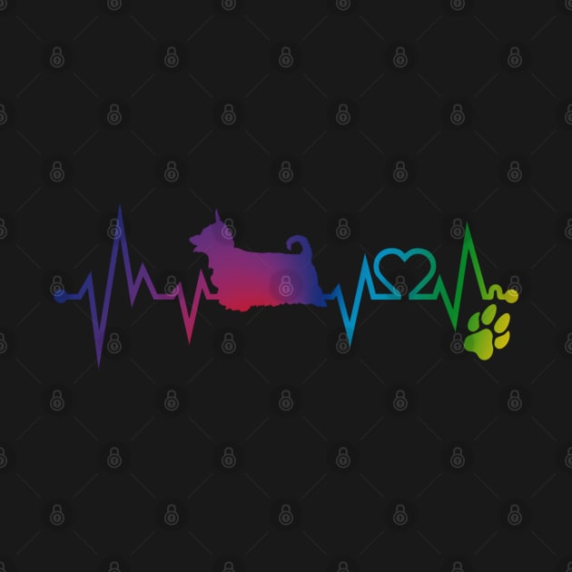 Silky Terrier  Colorful Heartbeat, Heart & Dog Paw by kimoufaster