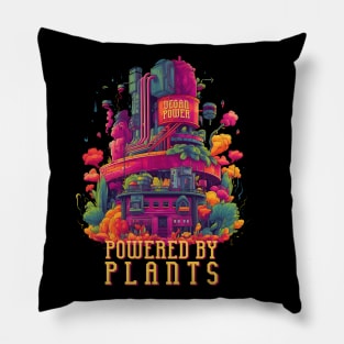 Powered By Plants - Synthwave Style Vegetable Power Plant Pillow