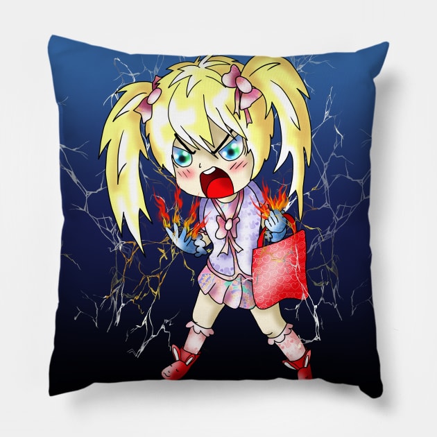 lightning bolts angry girl cartoon Pillow by cuisinecat