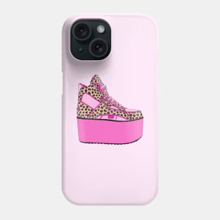 90s pink platform shoes with leopard pattern Phone Case