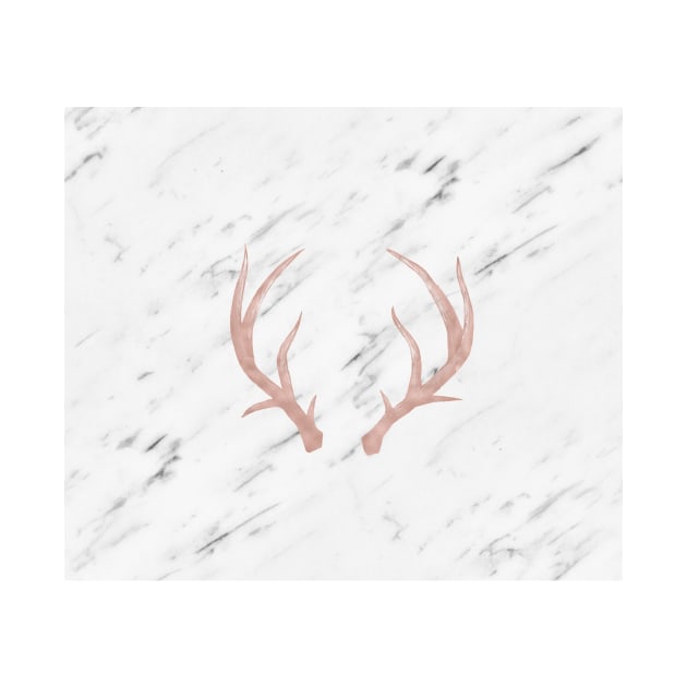 Rose gold antlers - soft white marble by marbleco