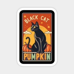 Black cat and pumpkin on a card Magnet