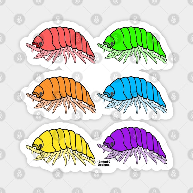 Rainbow Pill Bugs Magnet by 13mtm80-Designs