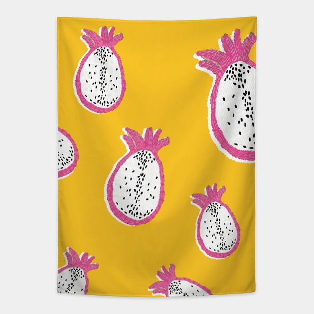 Simple Fruit fruity Dragon Fruit Summer Pattern Tapestry by NJORDUR