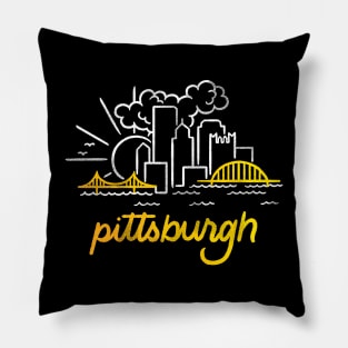 Pittsburgh Sunny Skyline Monoline Pillow