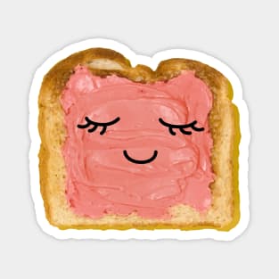 Sleepy Pink Toast Magnet